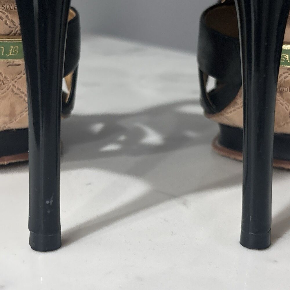 Vintage Y2K LAMB Gwen Stefani High Heels 8 Black Leather Stiletto Platform - Picture 9 of 16